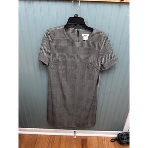 DKNY Women's Plaid Sheath Dress Zipper Short Sleeve Business Casual Size 12